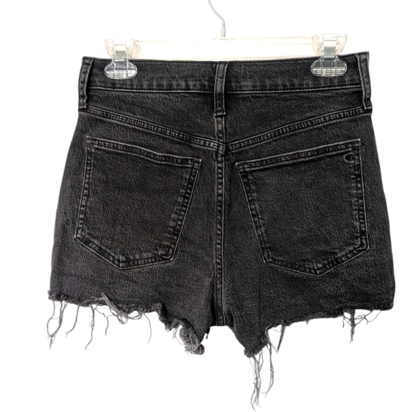 Madewell Faded Black The Perfect Jean Shorts High Waist Distressed Raw Hem 27 - Picture 2 of 9